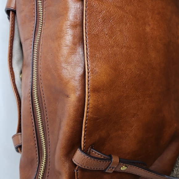 Fossil Rachel Large Brown Gold Key Leather Shoulder Tote Bag 12x17" - Picture 5 of 9